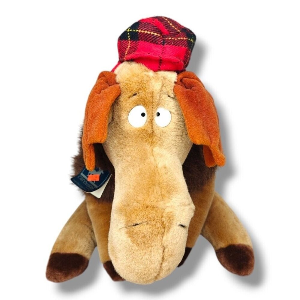 Vintage Murphy Moose Plush Toy Red Plaid Hat 15" Carousel By Guy